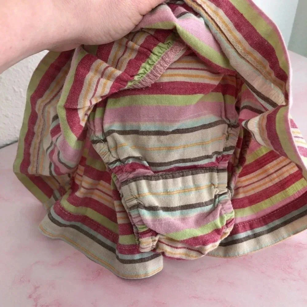 Baby Gap skirt outfit Bee Happy pastel linen stripes size 3-6 months‎